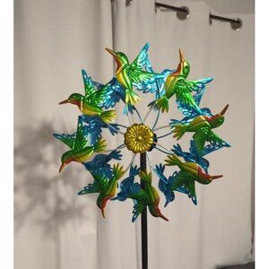 New Wind Spinners for Yard, Garden, Hummingbird Wind Spinners with Metal Stake